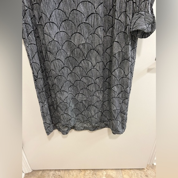 KIN by John Lewis Half Placket Dress Sz 12 Rishiri black white Viscose - Picture 10 of 11